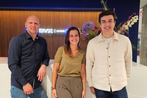 A photo of our new team members Erik, Aurélie, and Sadry